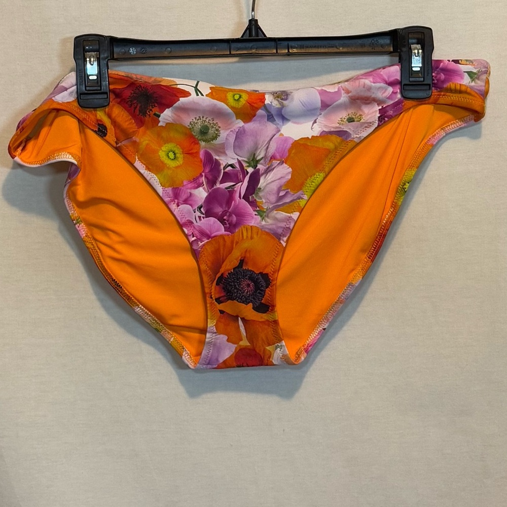 AA-11 Aerie NWT Purple & Orange Floral Lined Summer Swim Bikini Bottoms Size XL